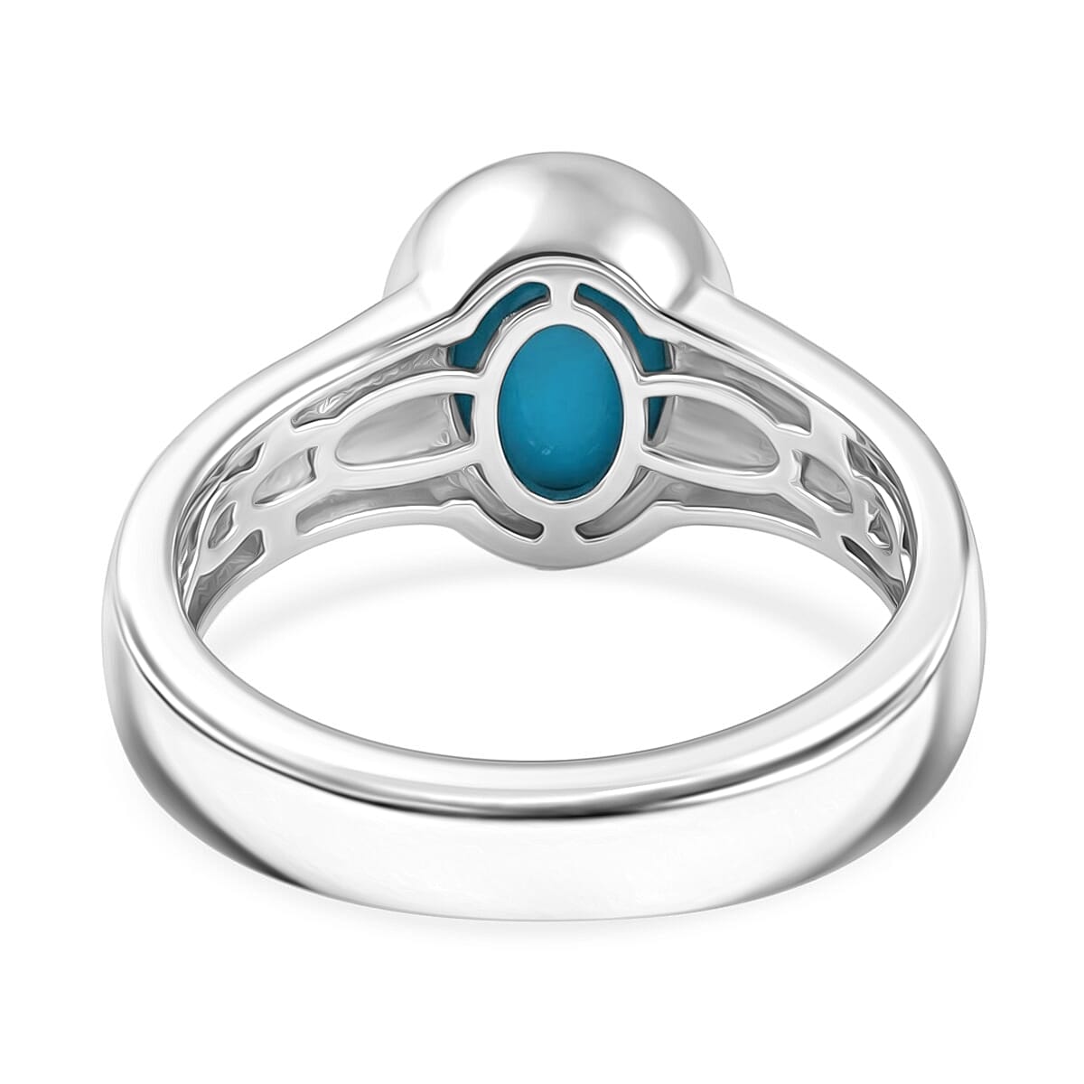 Sleeping Beauty Turquoise 1.50 ctw Solitaire Ring in Platinum Over Sterling Silver (Size 11.5)