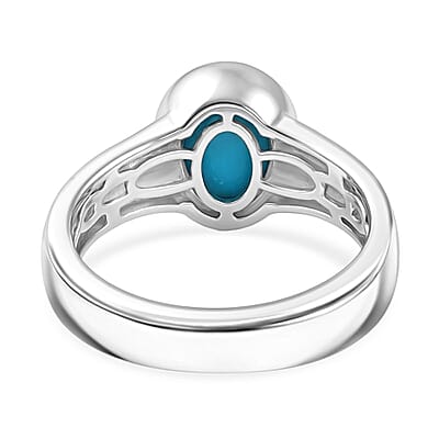 Sleeping Beauty Turquoise 1.50 ctw Solitaire Ring in Platinum Over Sterling Silver (Size 11.5)