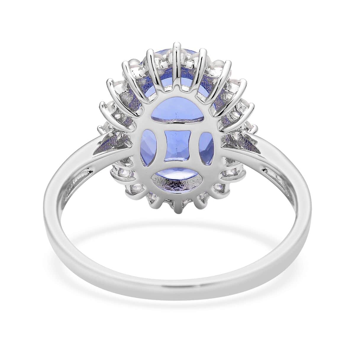 Color Change Fluorite, Natural White Zircon Halo Ring in Rhodium Over Sterling Silver (Size 10.0) 7.60 ctw image number 4