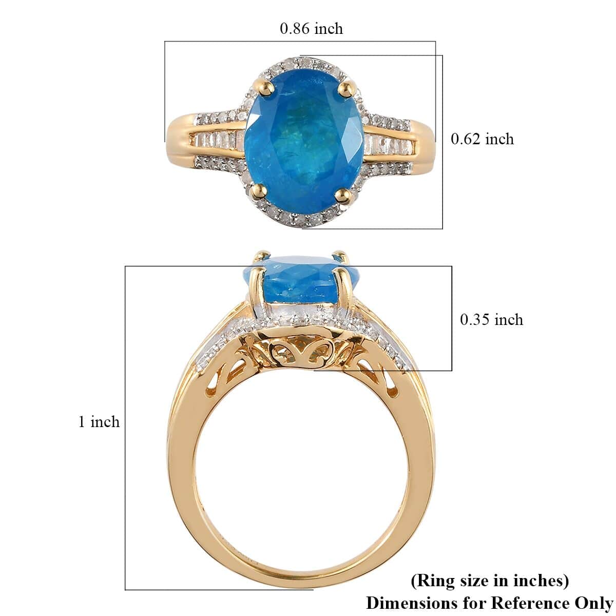 Malgache Neon Apatite and Diamond Ring in Vermeil Yellow Gold Over Sterling Silver 4.10 ctw image number 5