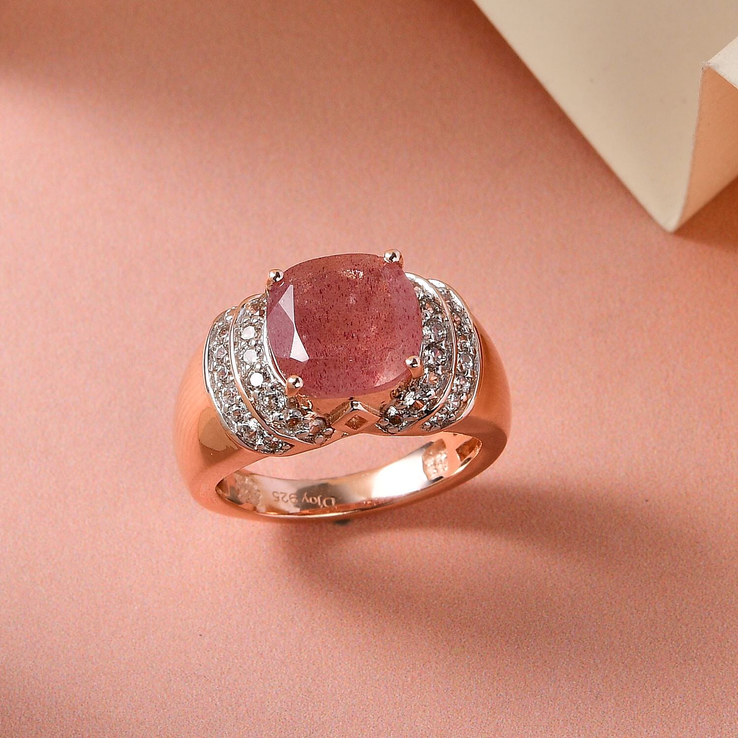 Natural Tanzanian Natronite, Brown and White Zircon Ring in Vermeil Rose Gold Over Sterling Silver (Size 10.0) 3.75 ctw