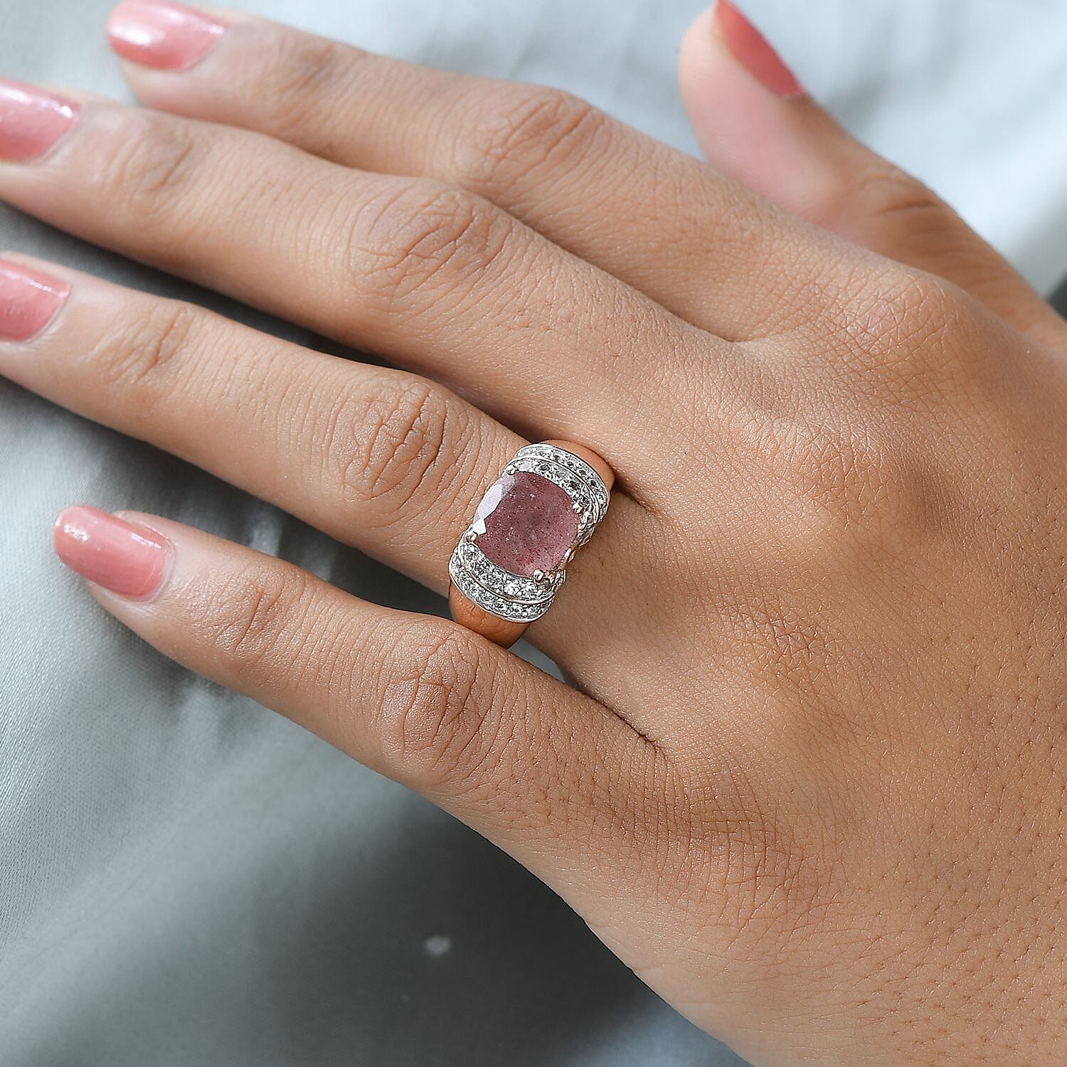 Natural Tanzanian Natronite, Brown and White Zircon Ring in Vermeil Rose Gold Over Sterling Silver (Size 10.0) 3.75 ctw