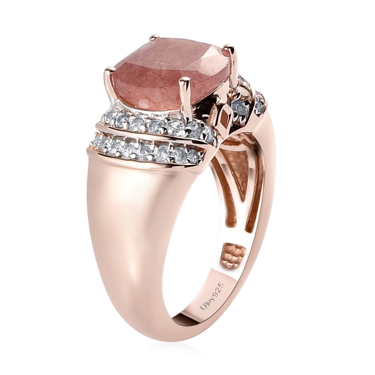Natural Tanzanian Natronite, Brown and White Zircon Solitaire Ring in Vermeil Rose Gold Over Sterling Silver 3.75 ctw image number 3