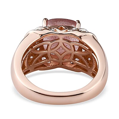 Natural Tanzanian Natronite, Brown and White Zircon Ring in Vermeil Rose Gold Over Sterling Silver (Size 10.0) 3.75 ctw