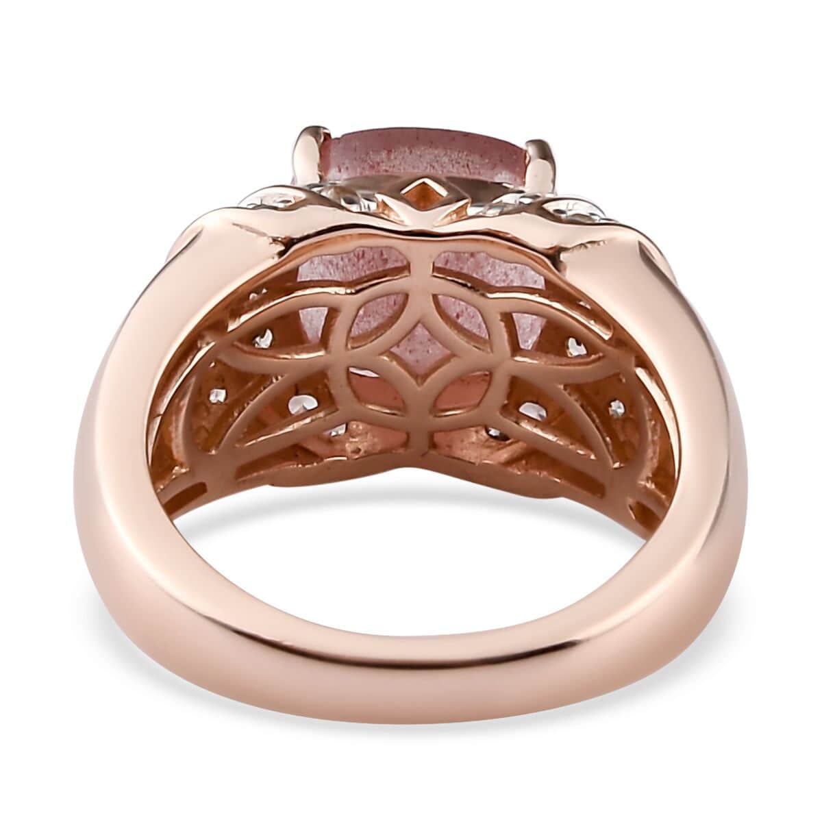 Natural Tanzanian Natronite, Brown and White Zircon Ring in Vermeil Rose Gold Over Sterling Silver (Size 10.0) 3.75 ctw image number 4