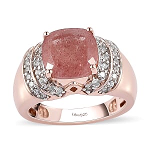 Natural Tanzanian Natronite, Brown and White Zircon Ring in Vermeil Rose Gold Over Sterling Silver (Size 8.0) 3.75 ctw