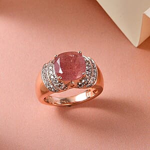 Natural Tanzanian Natronite, Brown and White Zircon Ring in Vermeil Rose Gold Over Sterling Silver (Size 8.0) 3.75 ctw