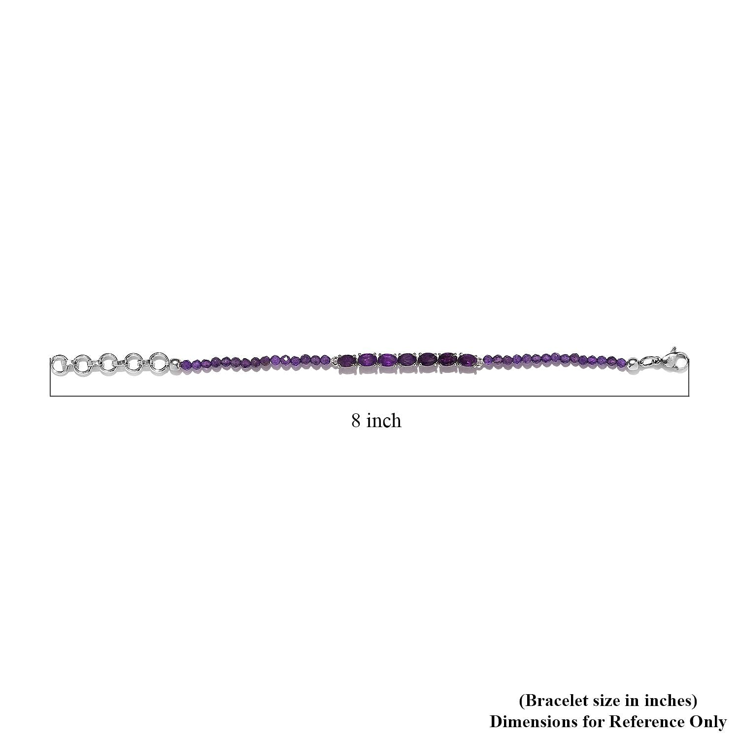 Karis Amethyst Beaded Bracelet in Platinum Bond (6.50-8.00In) 12.10 ctw