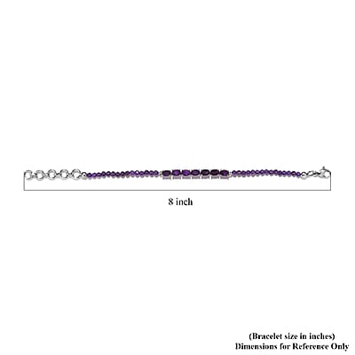 Karis Amethyst Beaded Bracelet in Platinum Bond (6.50-8.00In) 12.10 ctw