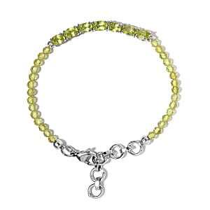 Karis Peridot Beaded Bracelet in Platinum Bond (6.50-8.00In) 12.80 ctw