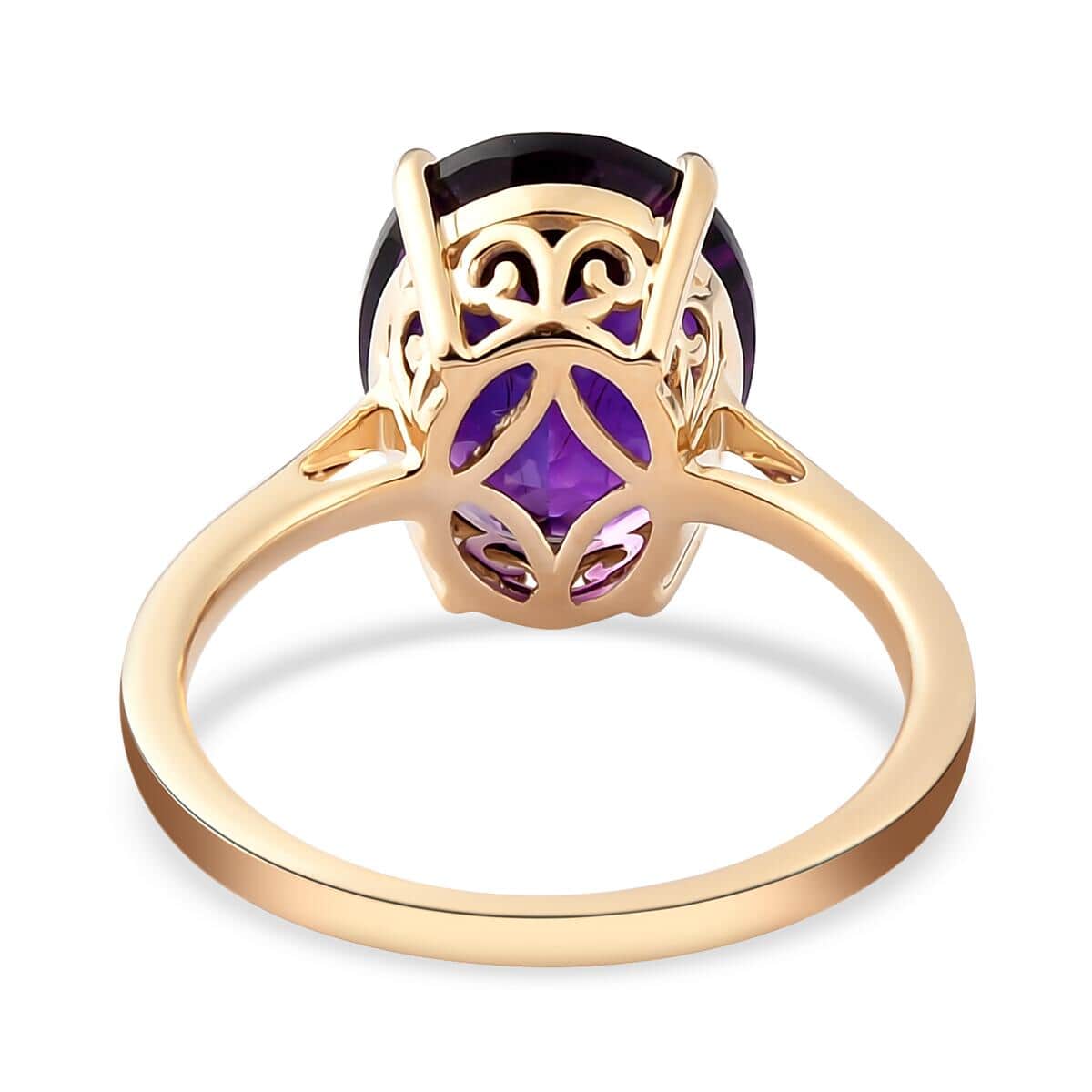 Luxoro 10K Yellow Gold AAA Moroccan Amethyst Solitaire Ring (Size 7.0) 4.65 ctw image number 4