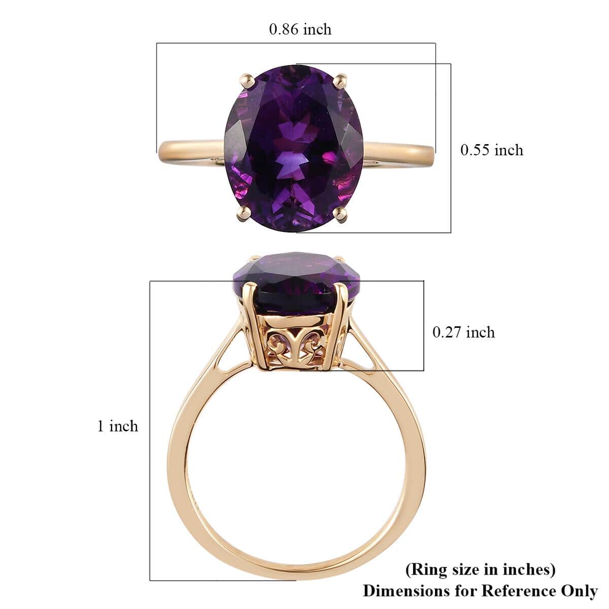 LUXORO 10K Yellow Gold AAA Moroccan Amethyst Solitaire Ring (Size 7.0) 2.40 Grams (Delivery in 12-15 Business Days) 5.15 ctw image number 5