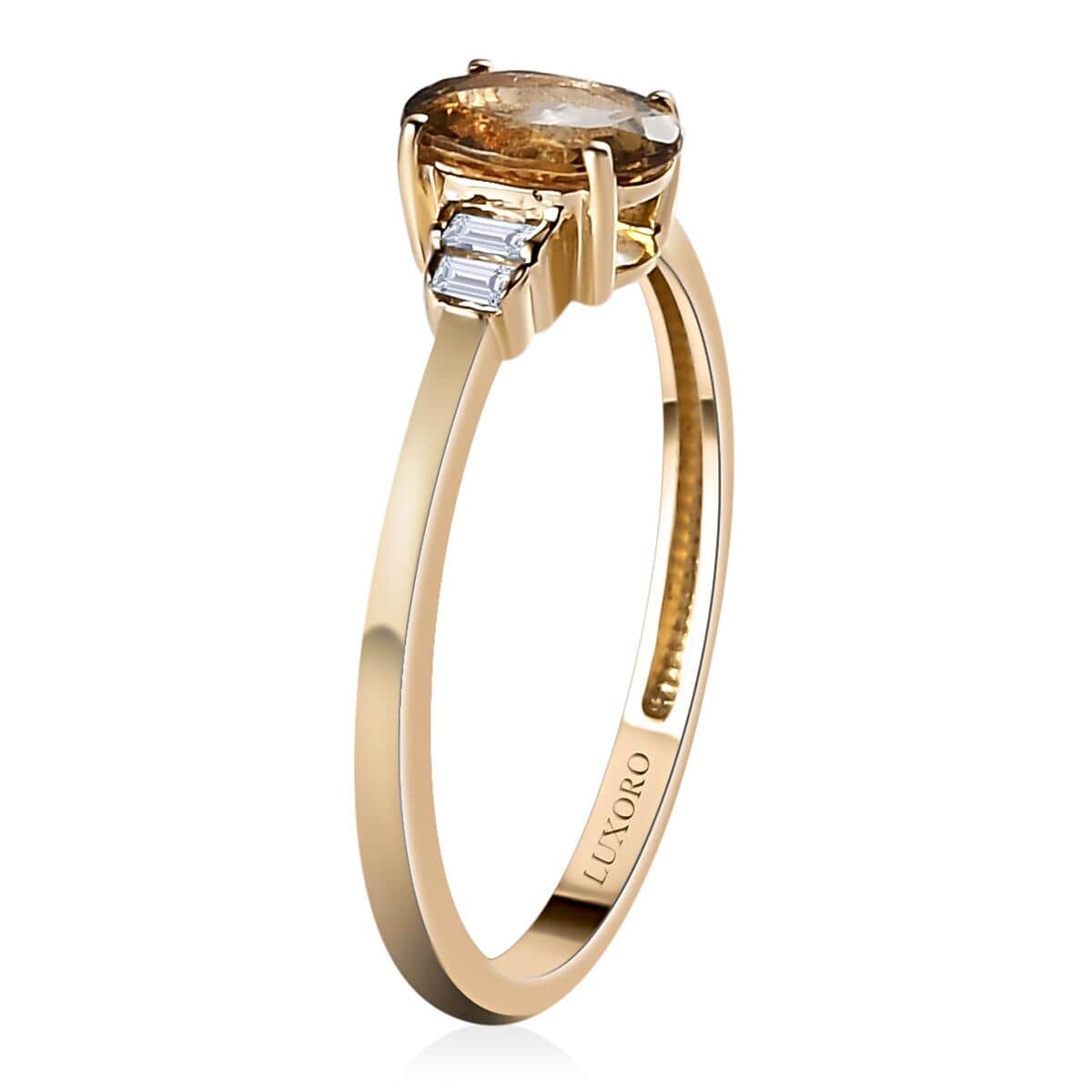 Luxoro 10K Yellow Gold Premium Golden Tanzanite and G-H I3 Diamond Ring (Size 7.0) 0.75 ctw image number 3