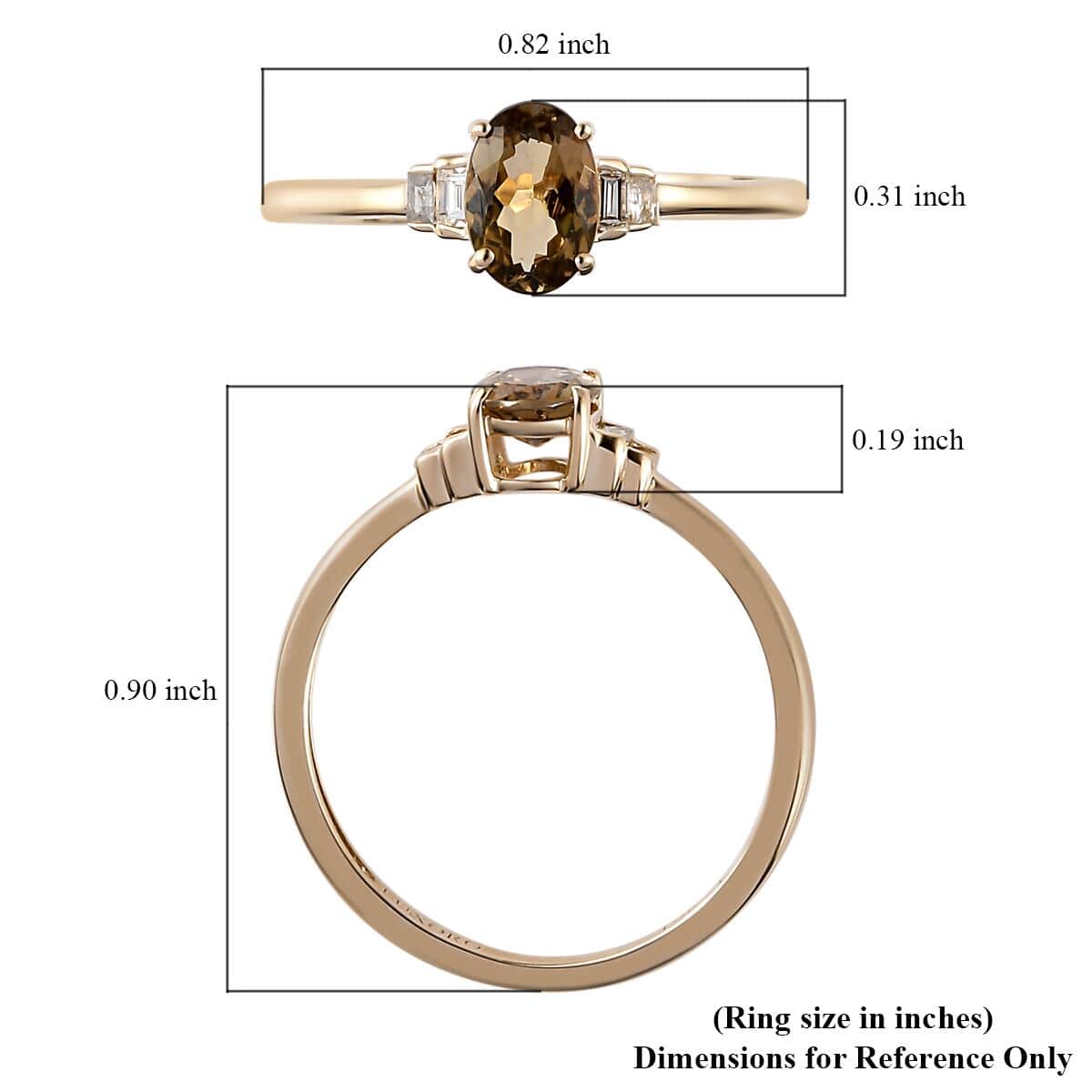 Luxoro 10K Yellow Gold Premium Golden Tanzanite and G-H I3 Diamond Ring (Size 7.0) 0.75 ctw image number 5