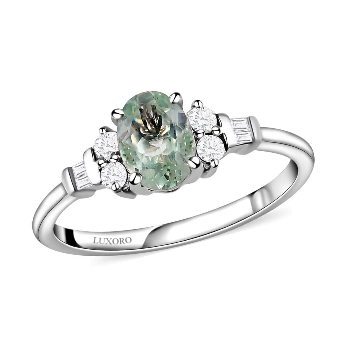 LUXORO 14K White Gold AAA Narsipatnam Alexandrite and G-H I3 Diamond Ring 2 Grams (Delivery in 12-15 Business Days) 1.10 ctw image number 0