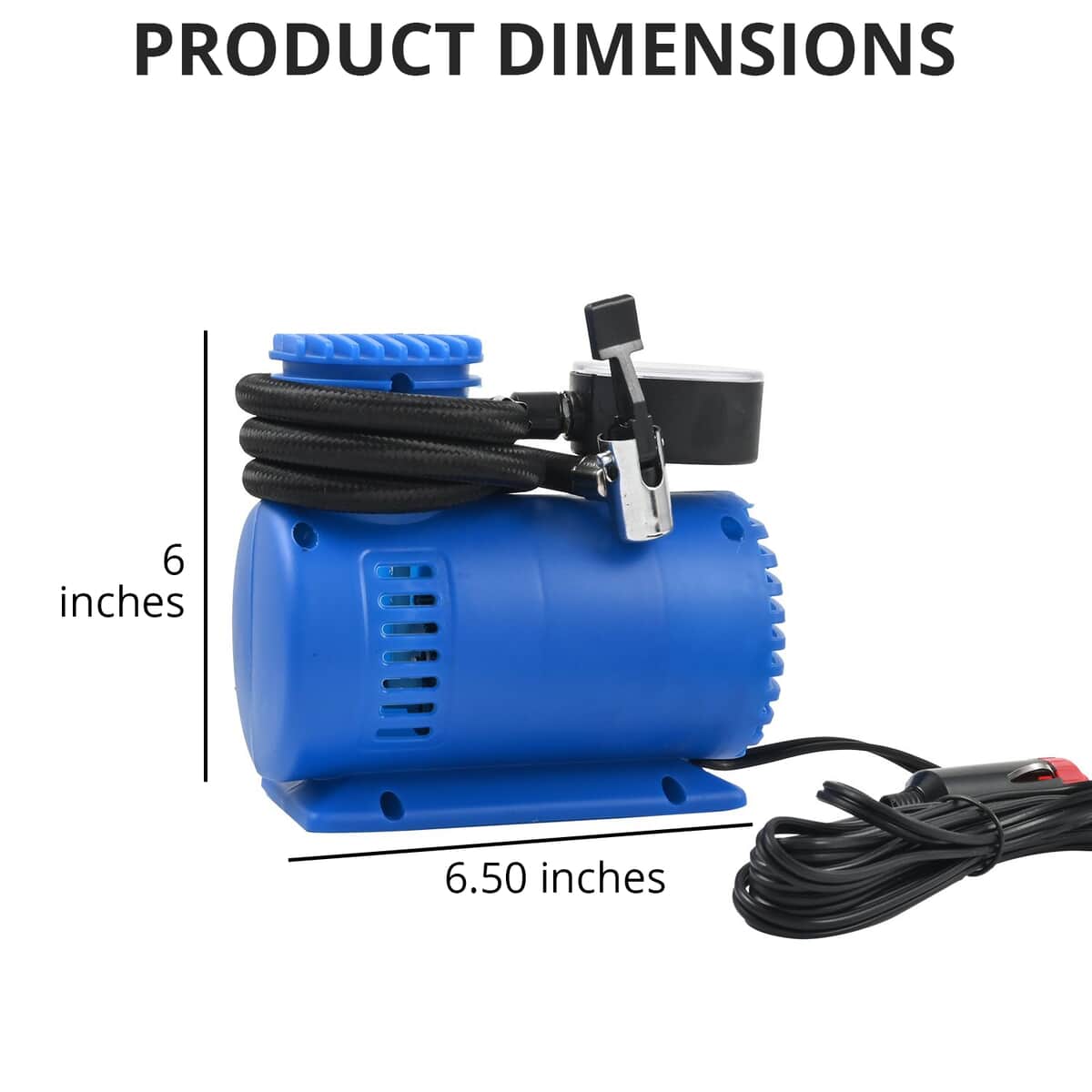 AUTO EFFECTS Blue Portable Mini Air Compressor for Tire Inflation, 12Volt DC Powered, Built-in Pressure Gauge, Inflates Automobile tires, Bike tires image number 4