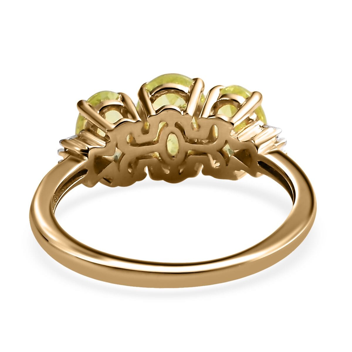 Doorbuster LUXORO 10K Yellow Gold Premium Chrysoberyl and G-H I3 Diamond Trilogy Ring (Size 6.0) 2 Grams 2.00 ctw image number 4