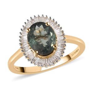 Luxoro 10K Yellow Gold AAA Narsipatnam Alexandrite and G-H I3 Diamond Ring (Size 10.0) 1.60 ctw