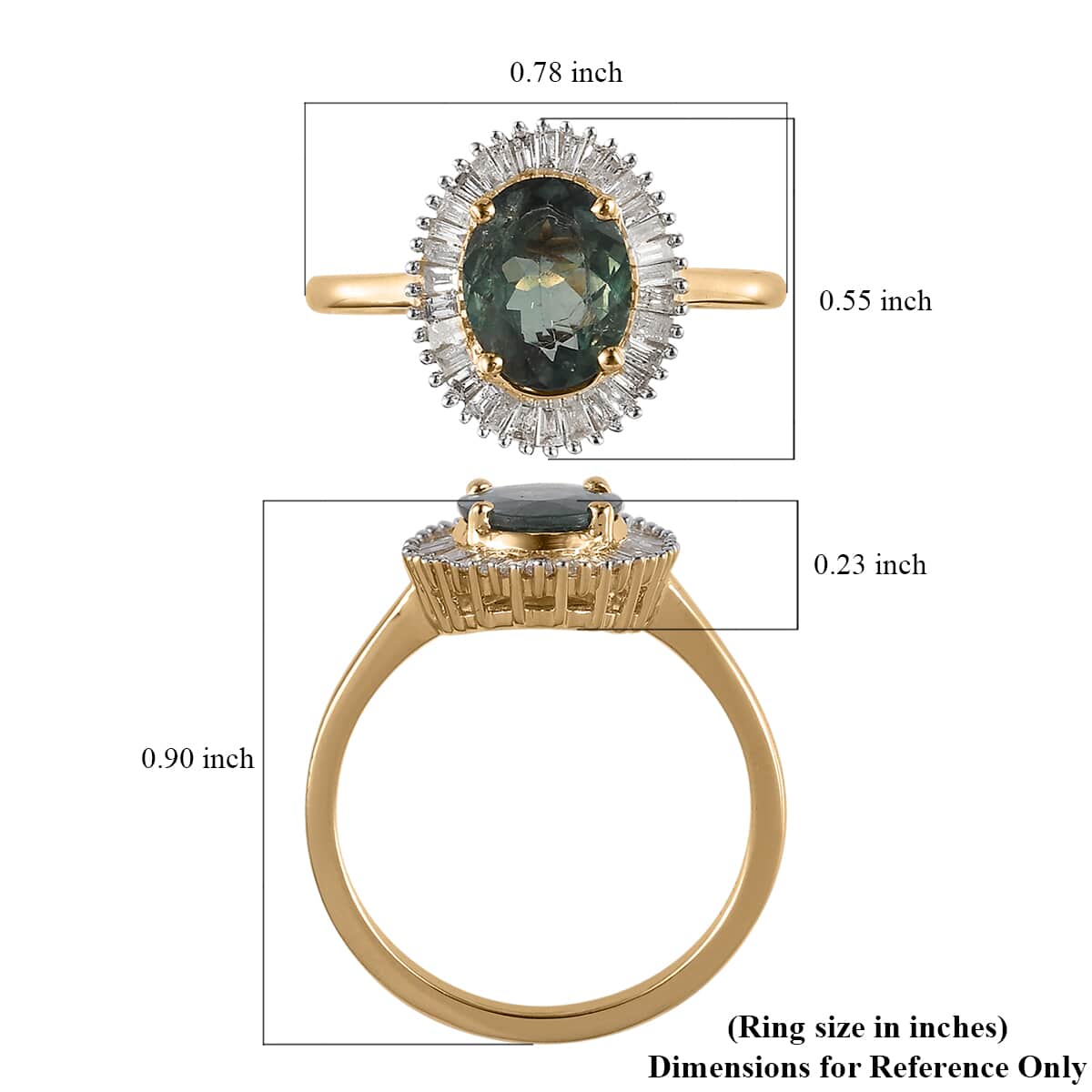 Doorbuster LUXORO 10K Yellow Gold AAA Narsipatnam Alexandrite, Diamond (G-H, I3) Ring 1.60 ctw image number 4