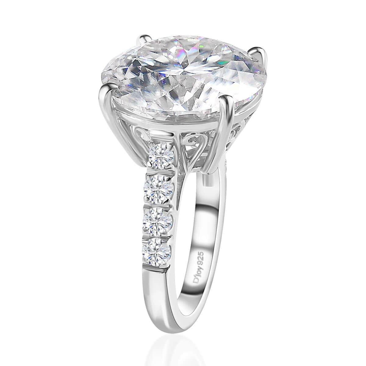 100 Facet Moissanite Ring in Platinum Over Sterling Silver (Size 10.0) 12.00 ctw image number 3