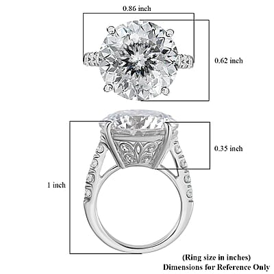100 Facet Moissanite Ring in Platinum Over Sterling Silver (Size 10.0) 12.00 ctw