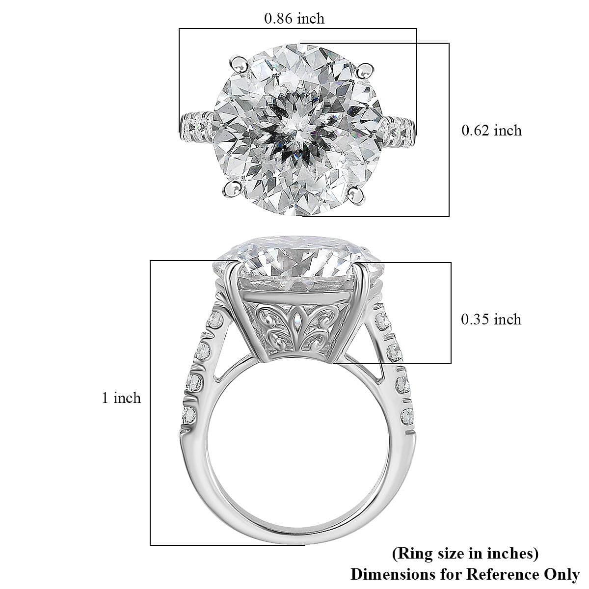 100 Facet Moissanite Ring in Platinum Over Sterling Silver (Size 8.0) 12.00 ctw image number 5