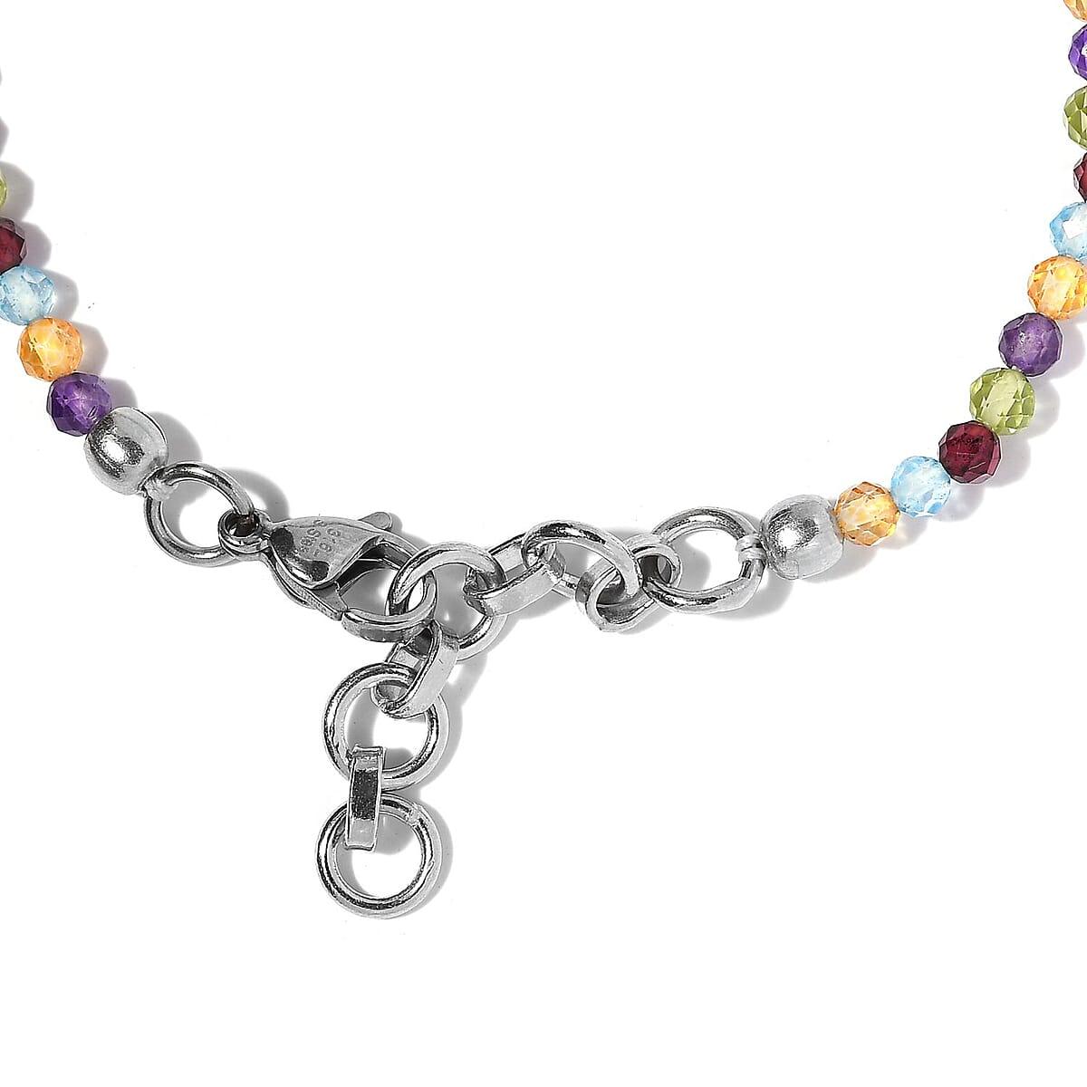 Karis Multi Gemstone Beaded Bracelet in Platinum Bond (6.50-8.00In) 9.65 ctw image number 3