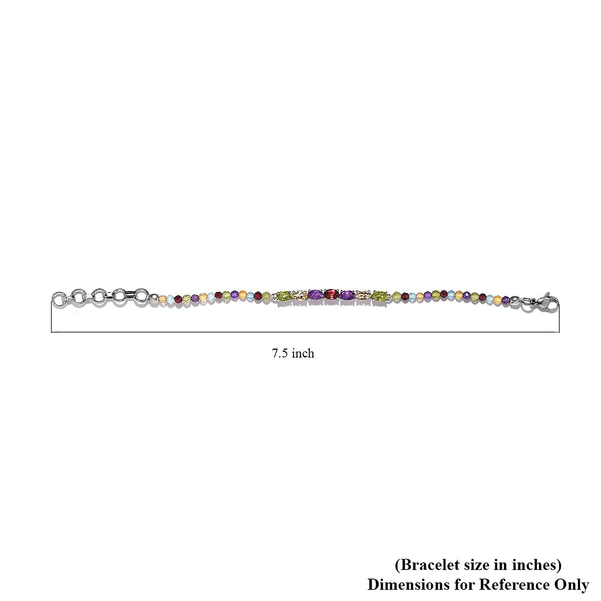 Karis Multi Gemstone Beaded Bracelet in Platinum Bond (6.50-8.00In) 9.65 ctw image number 4