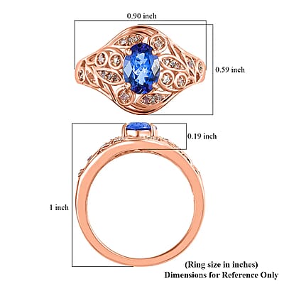 Tanzanite, Uncut Natural Pink Diamond 1.35 ctw Ring in Vermeil RG Over Sterling Silver,Floral Engagement Rings For Women (Size 10.0)