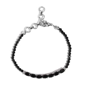 Karis Thai Black Spinel 12.00 ctw Beaded Bracelet in Platinum Bond (6.50-8.00In)