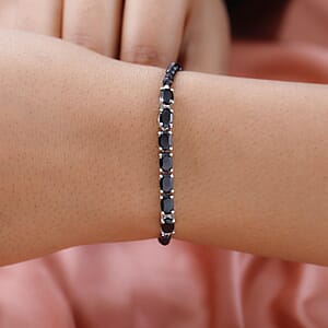 Karis Thai Black Spinel 12.00 ctw Beaded Bracelet in Platinum Bond (6.50-8.00In)