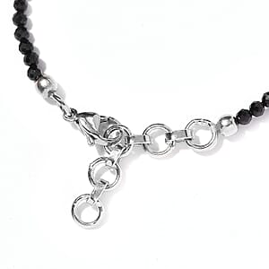 Karis Thai Black Spinel 12.00 ctw Beaded Bracelet in Platinum Bond (6.50-8.00In)