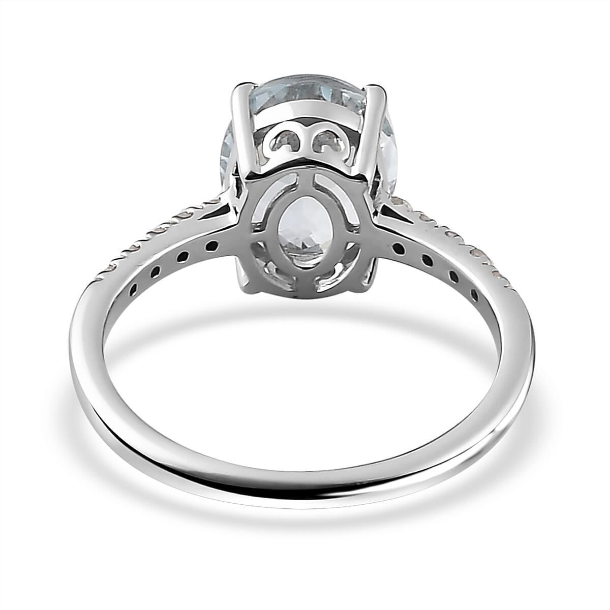 Premium Mangoro Aquamarine, Diamond Ring in Platinum Over Sterling Silver,Promise Rings For Her,Silver Fancy Ring 2.35 ctw (Size 10.0)