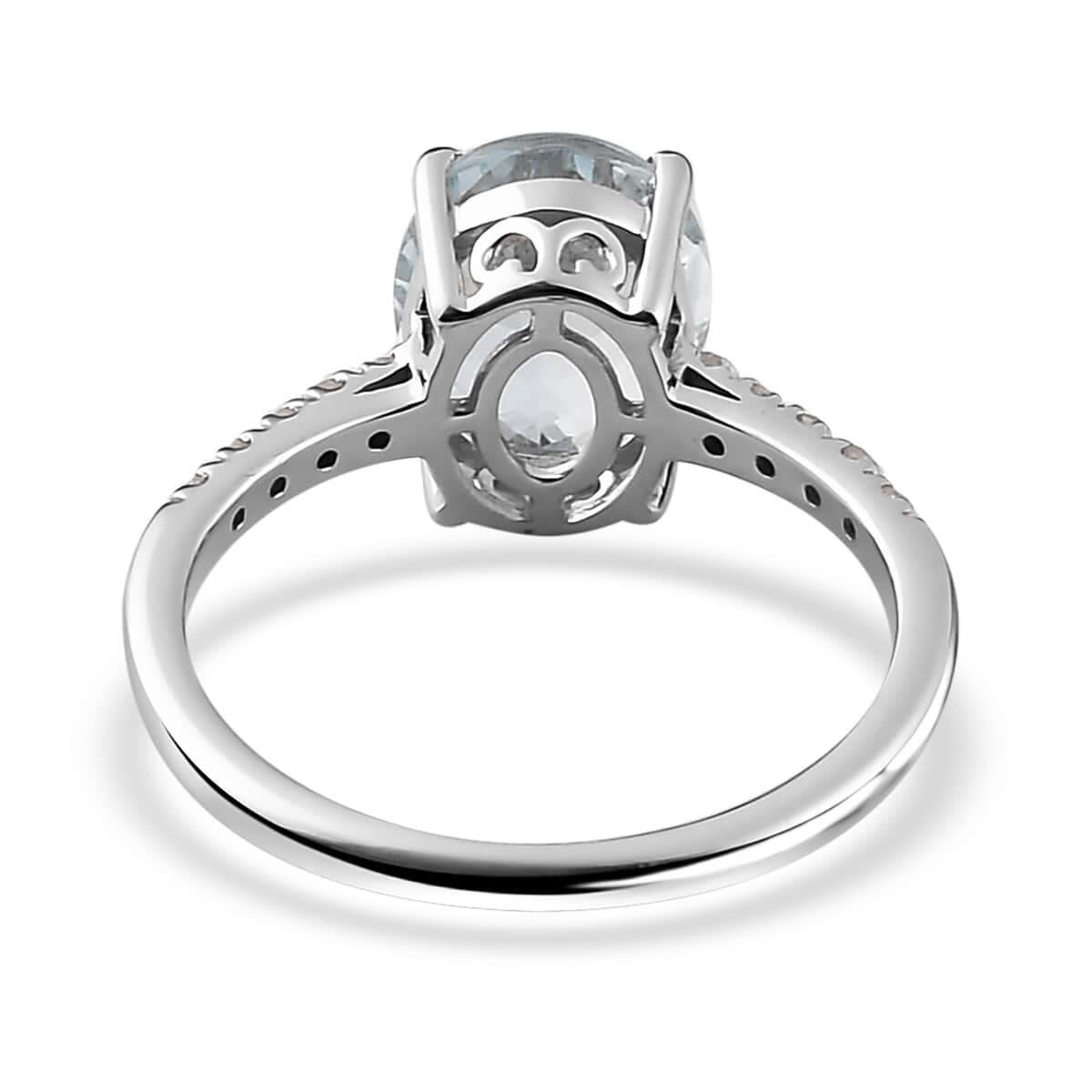 Premium Mangoro Aquamarine, Diamond (0.15 cts) Ring in Platinum Over Sterling Silver (Size 10.0) 2.40 ctw image number 4