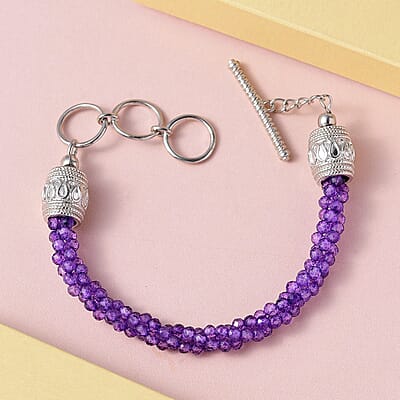Karis Amethyst Bracelet in Platinum Bond (6.50-7.75In) 25.00 ctw