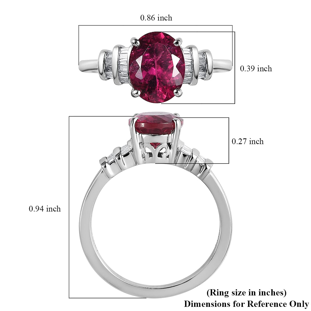 Doorbuster RHAPSODY 950 Platinum AAAA Ouro Fino Rubellite and EF VS2 Diamond Ring (Size 10.0) 4 Grams 1.90 ctw image number 5