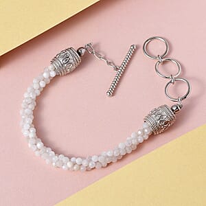 Karis Kuisa Rainbow Moonstone 26.00 ctw Bracelet in Platinum Bond (6.50-7.75In)