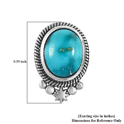 Artisan Crafted Sierra Nevada Turquoise Solitaire Stud Earrings in Sterling Silver 3.85 ctw