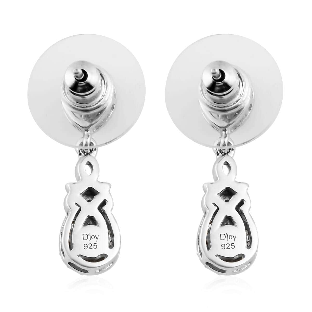 Blue Ceylon Sapphire and White Zircon Dangle Earrings in Platinum Over Sterling Silver 1.15 ctw image number 4