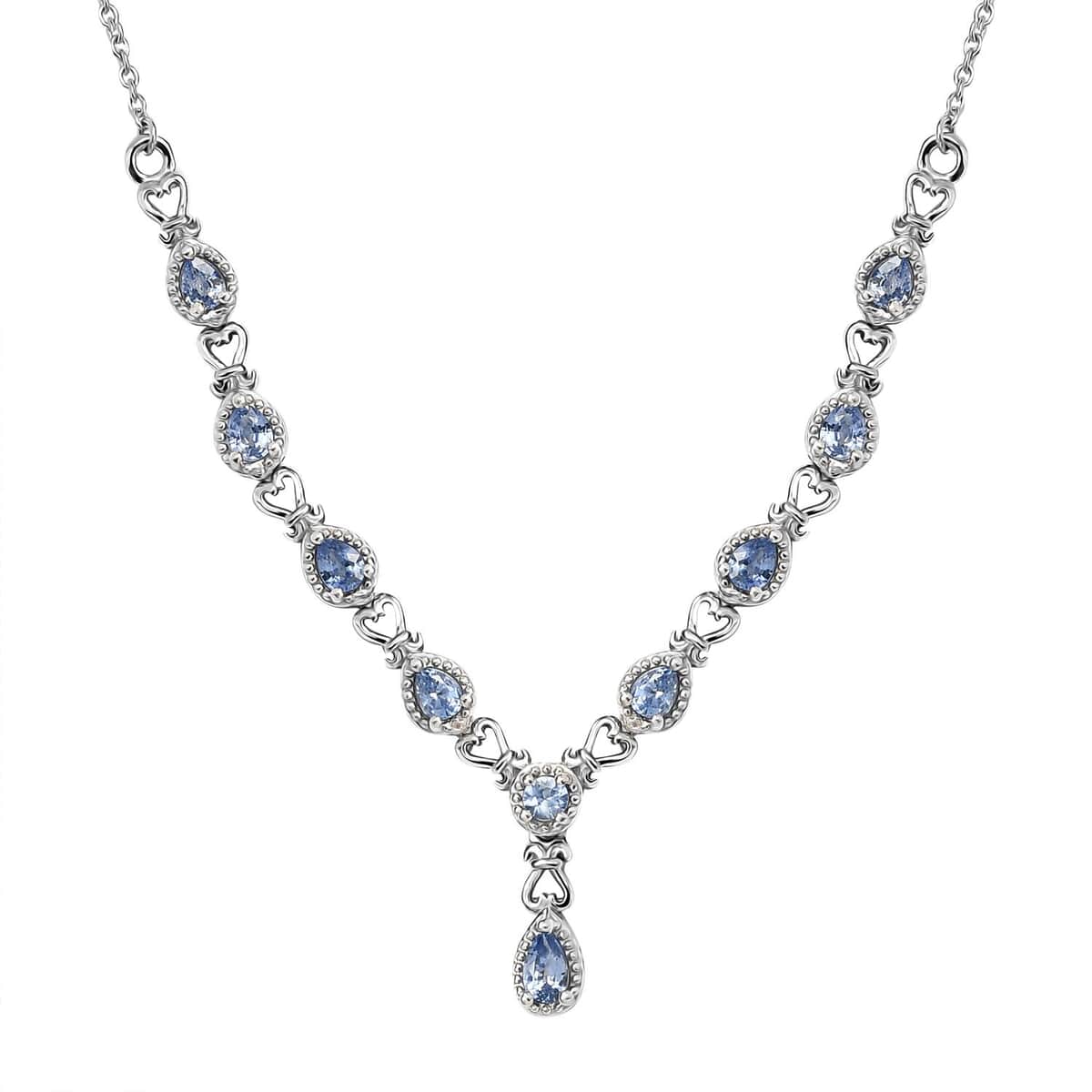 Blue Ceylon Sapphire Necklace 18 Inches in Platinum Over Sterling Silver 2.00 ctw image number 0