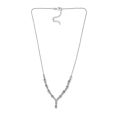 Blue Ceylon Sapphire Necklace 18 Inches in Platinum Over Sterling Silver 2.00 ctw