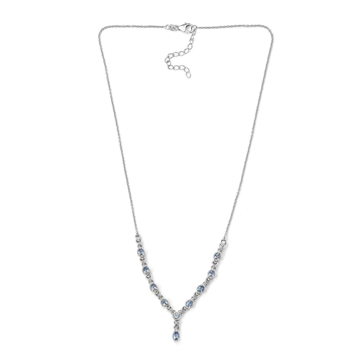 Blue Ceylon Sapphire Necklace 18 Inches in Platinum Over Sterling Silver 2.00 ctw image number 3