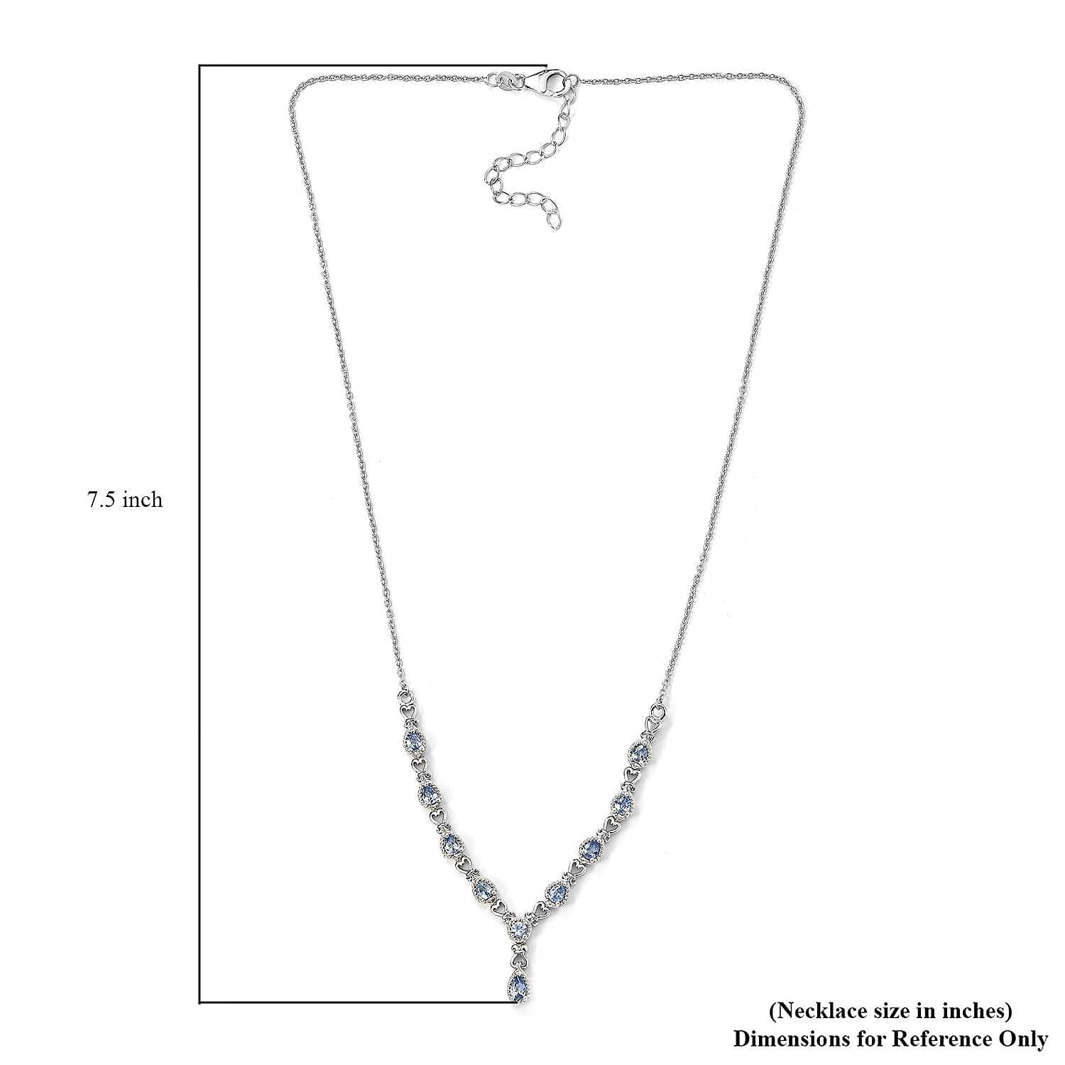 Blue Ceylon Sapphire Necklace 18 Inches in Platinum Over Sterling Silver 2.00 ctw