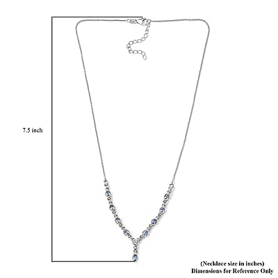 Blue Ceylon Sapphire Necklace 18 Inches in Platinum Over Sterling Silver 2.00 ctw