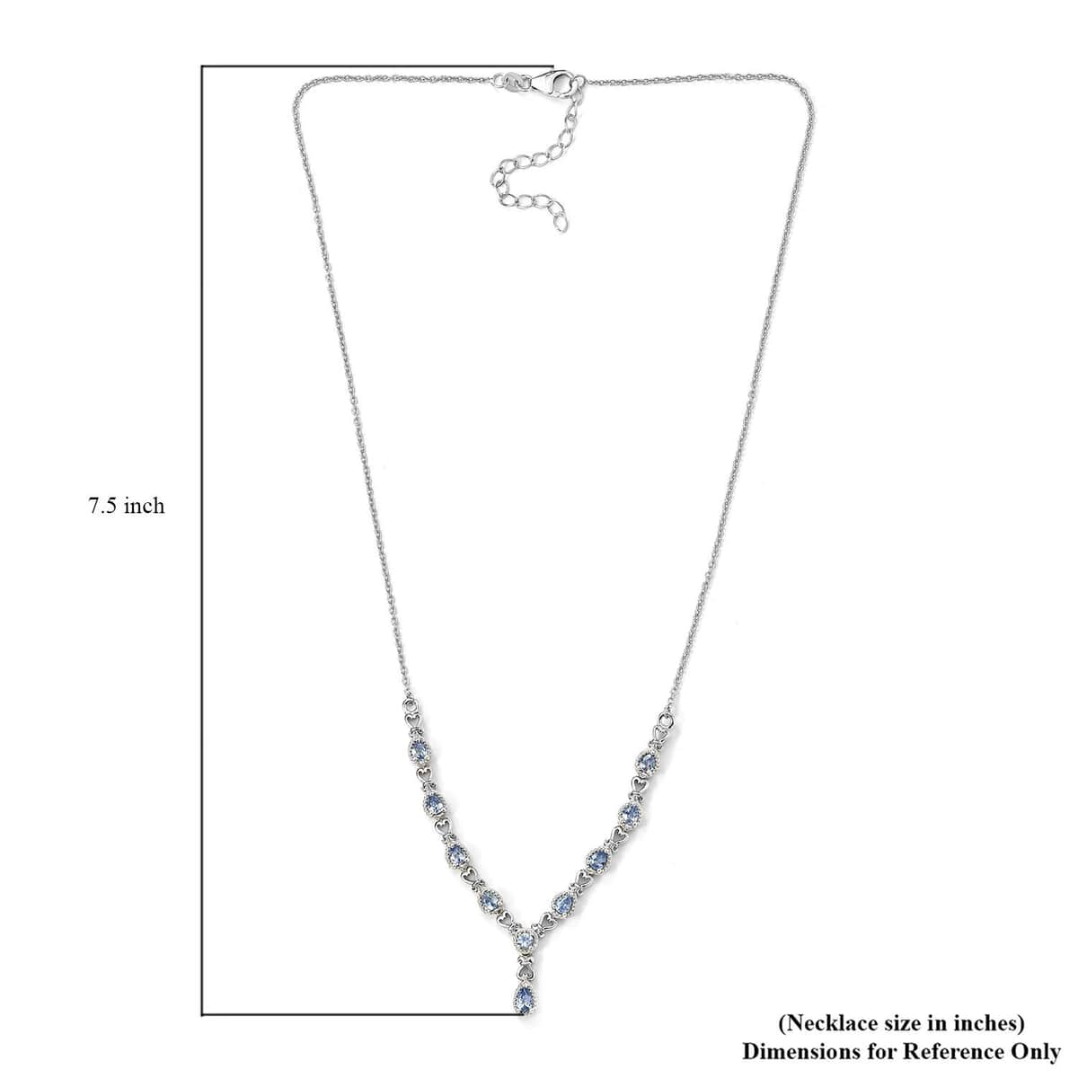 Blue Ceylon Sapphire Necklace 18 Inches in Platinum Over Sterling Silver 2.00 ctw image number 5