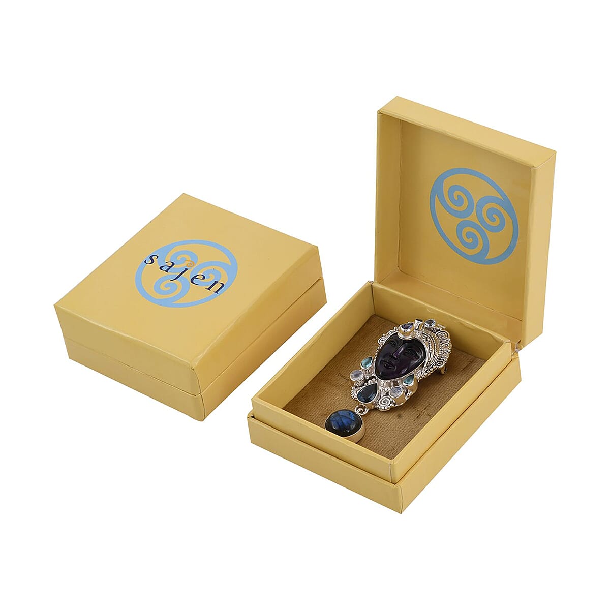 Sajen Silver Amethyst and Multi Gemstone Pendant or Brooch in Sterling Silver 14.35 ctw image number 6