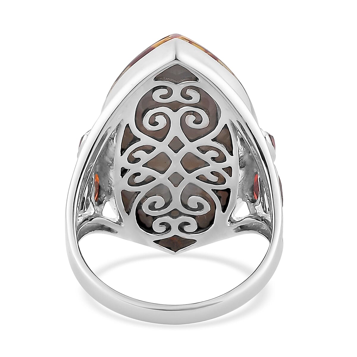 SAJEN SILVER Window Drusy Astral Leopard Gold and Mozambique Garnet Ring in Platinum Over Sterling Silver (Size 10.0) 17.15 ctw image number 4
