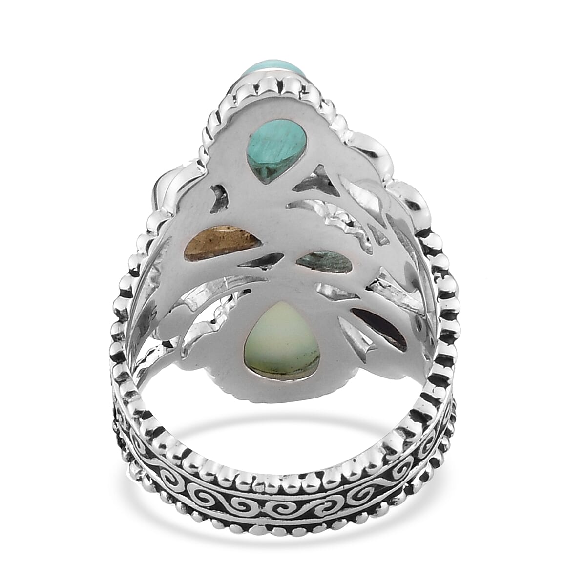 SAJEN SILVER Quartz Doublet Celestial Mop Scuba and Multi Gemstone Ring in Platinum Over Sterling Silver 7.30 Grams 3.50 ctw image number 4