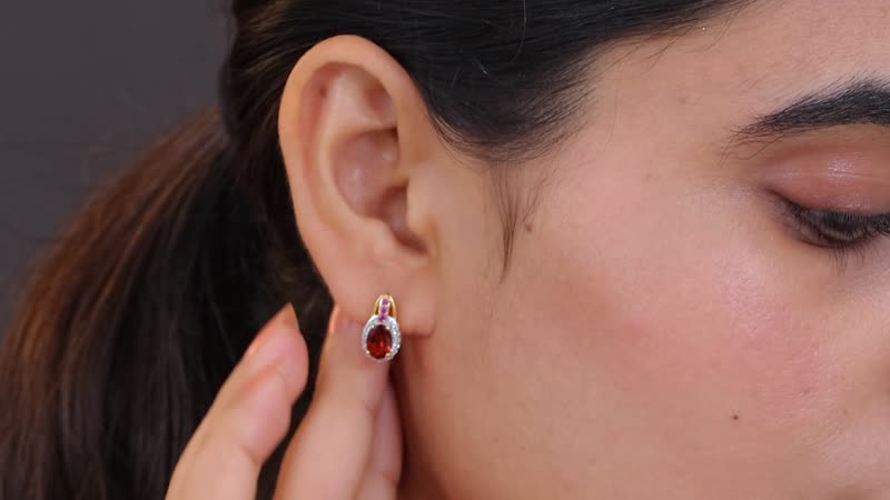Brazilian Cherry Citrine and Multi Gemstone Stud Earrings in Vermeil Yellow Gold Over Sterling Silver 1.90 ctw