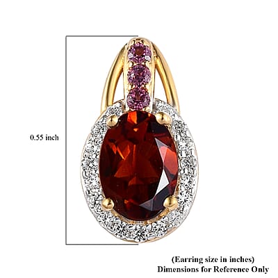Brazilian Cherry Citrine and Multi Gemstone Stud Earrings in Vermeil Yellow Gold Over Sterling Silver 1.90 ctw